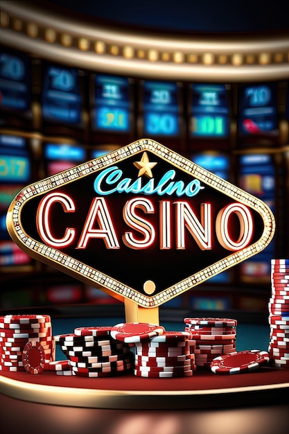 a casino sign with poker chips on it