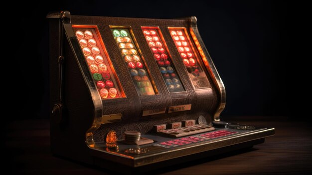 Photo casino slot machine with tokens background