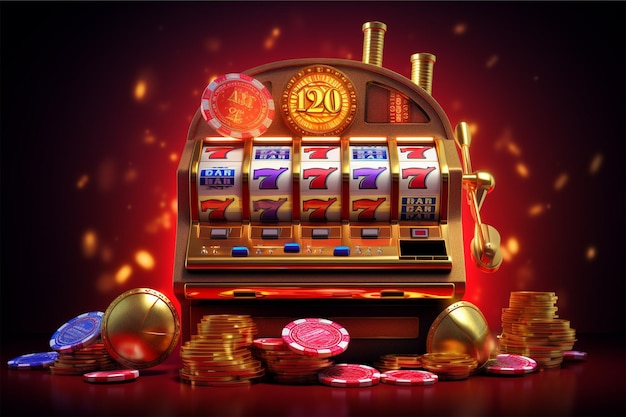 casino slot machine with tokens and coins