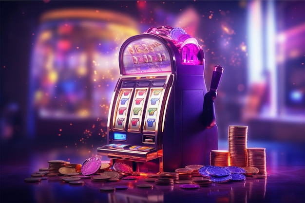 casino slot machine with tokens and coins