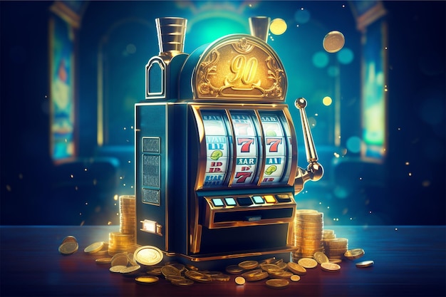 casino slot machine with tokens and coins