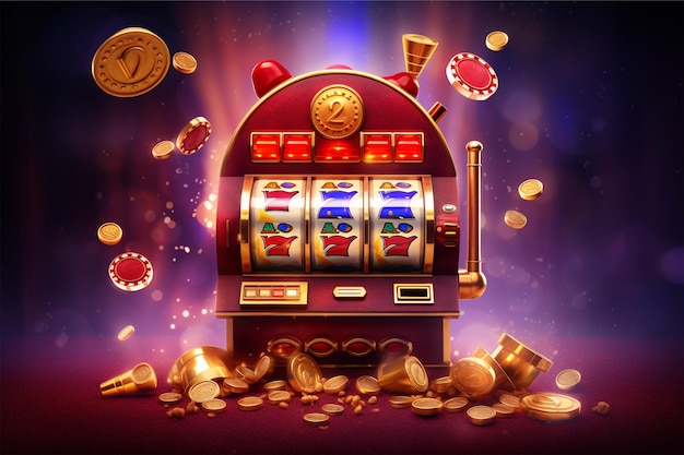 casino slot machine with tokens and coins