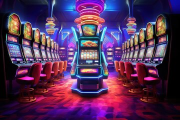 Casino slot machines backdrop banner | Premium AI-generated image