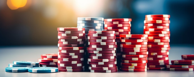 Casino speler chips op een lichte achtergrond Generatieve AI