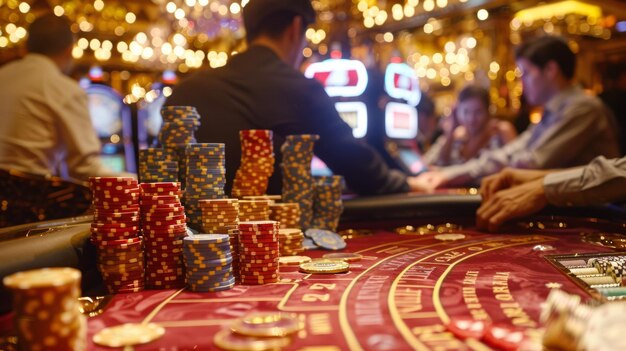 Casino tafel bedekt met chips