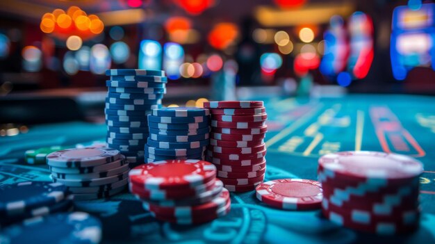 Casino tafel bedekt met chips