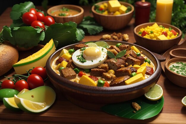 cassava farofa moqueca assortment with delicious brazilian food ultra hd image