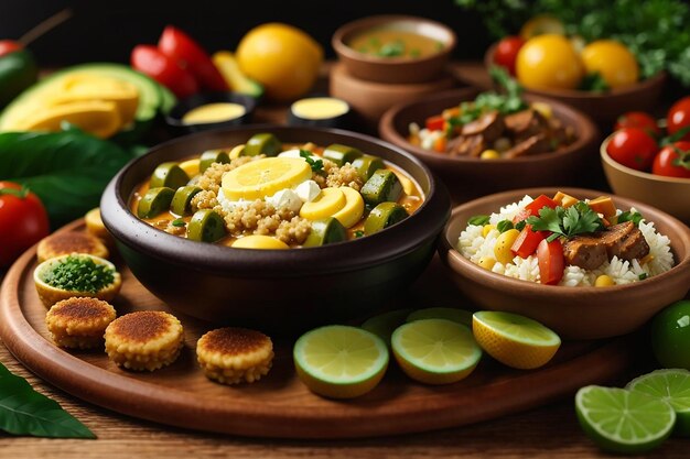 cassava farofa moqueca assortment with delicious brazilian food ultra hd image