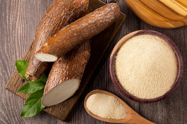 Cassava flour in the bowl