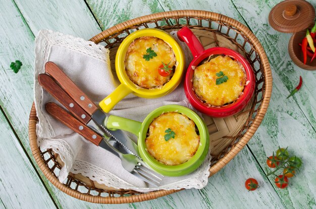 Casserole with pasta and minced meat