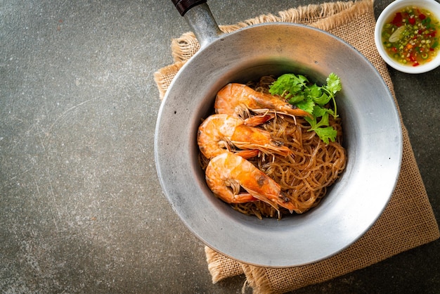 Casseroled or Baked Shrimp with Glass Noodles or Shrimp potted with vermicelli