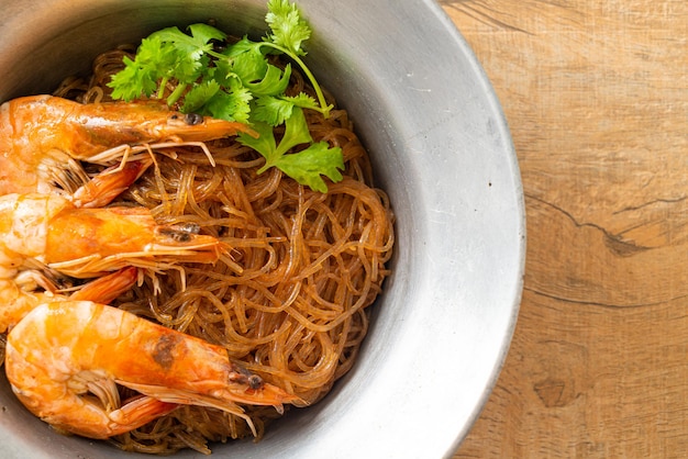 Casseroled or Baked Shrimp with Glass Noodles