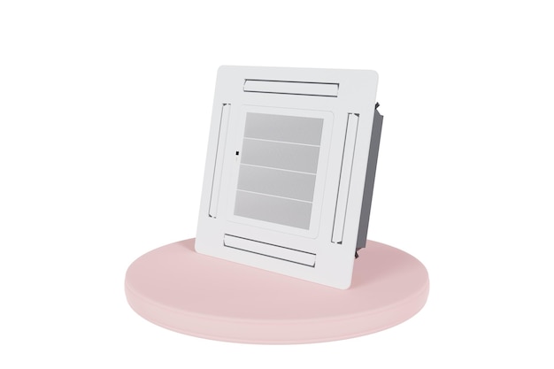 cassette indoor unit air conditioner on a pink stand on a white background 3d