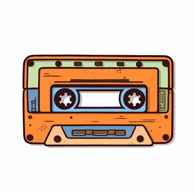 cassette tape colorful logo with white background