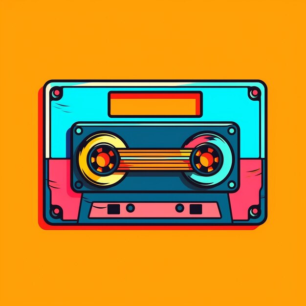 Cassette tape colorful logo with white background