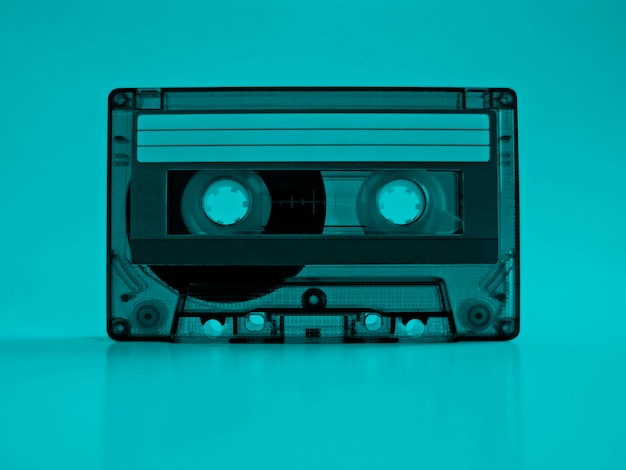 Cassette with retro blue effect