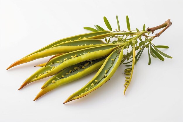 Cassia tora Sicklepod on white background