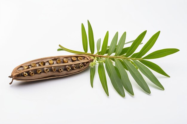 Cassia tora Sicklepod on white background