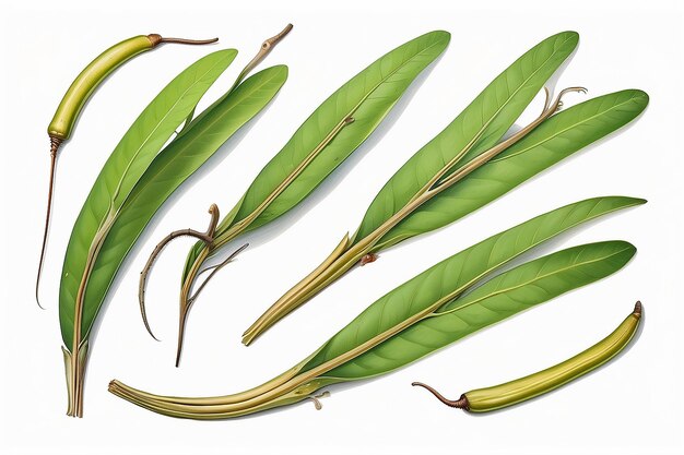 Cassia tora Sicklepod on white background