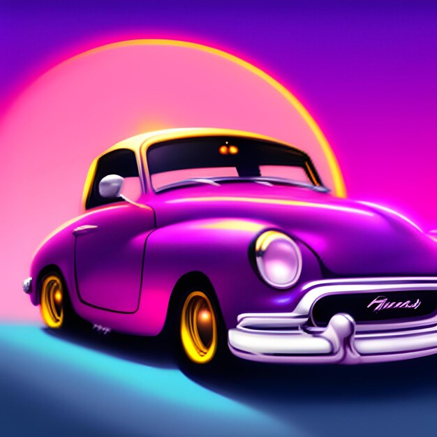 Cassic car pink wallpaper