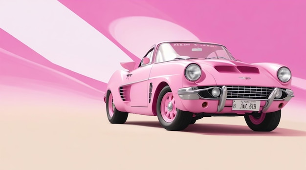 Cassic car pink wallpaper