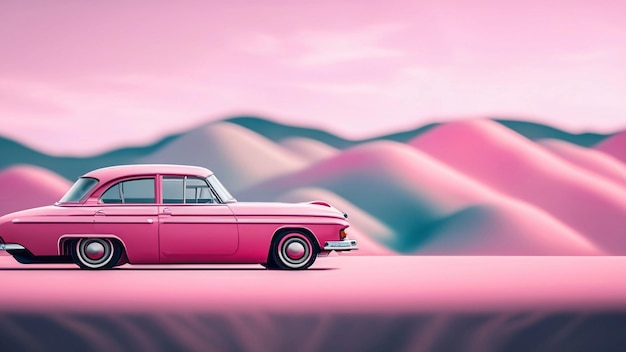 Photo cassic car pink wallpaper