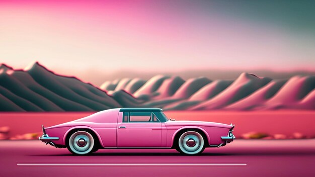 Cassic car pink wallpaper