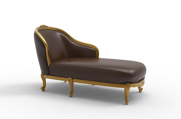 Cassical vintage fauteuil op witte achtergrond Luxe bruin lederen bank meubelcollectie