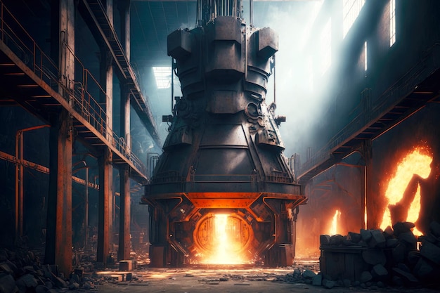 Cast iron and metal at metallurgical plant heavy industry