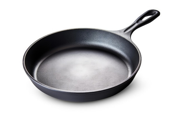 cast iron pan on a white surface