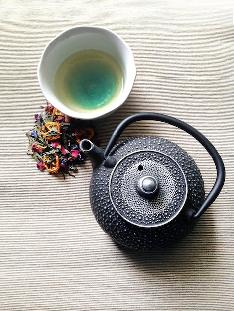 Cast Iron Tea Pot and Leaf Tea