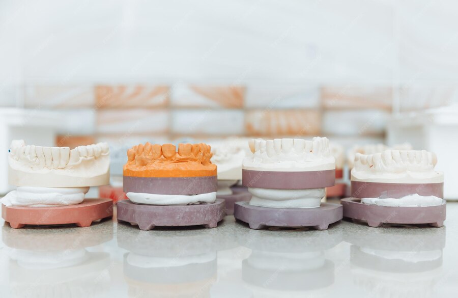 Premium Photo A cast of teeth plaster model of plaster of teeth