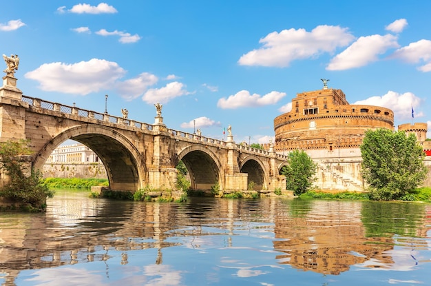 Castel Sant'Angelo and the Aelian Bridge over the Tiber Rome Italy