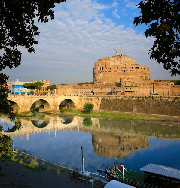 Castel St. Angelo and St. Angelo Bridge in Rome, Italy