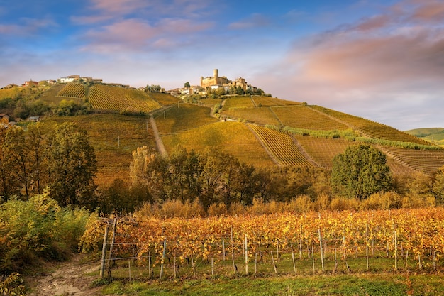 Foto castiglione falletto villaggio nella regione del vino barolo, langhe, piemonte, italy