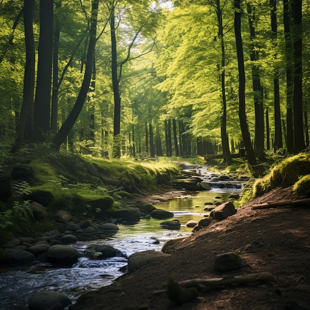 casting dappled shadows that dance upon the lush undergrowth