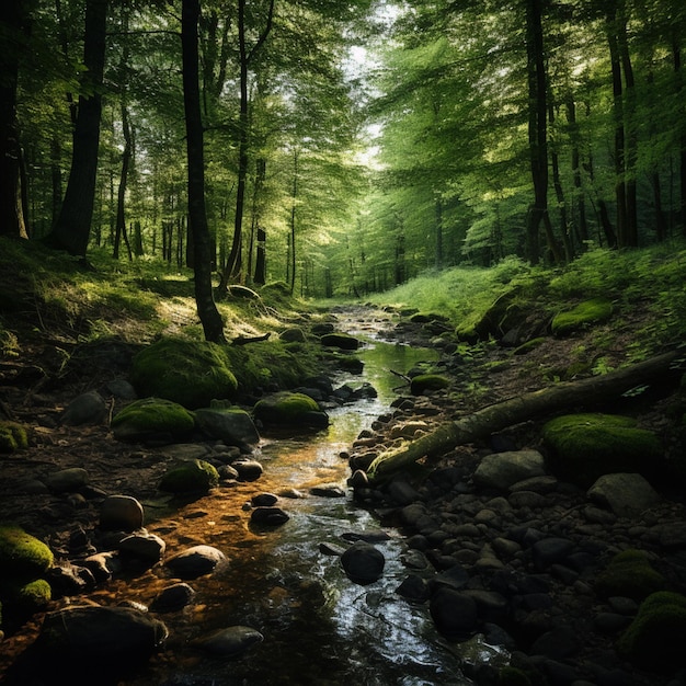 casting dappled shadows that dance upon the lush undergrowth