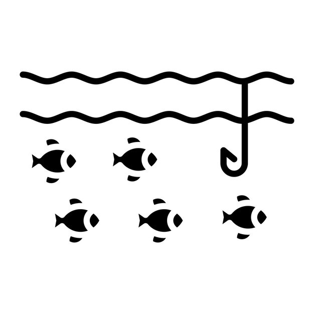 Casting Line Glyph Solid Black Illustration