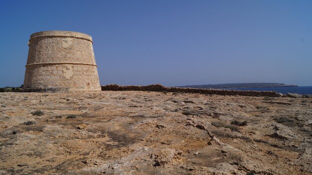 Castle against clear blue sky