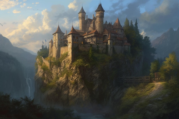 Castle on a cliff by the river