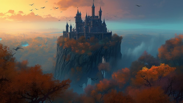 Castle on a cliff in the sky