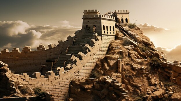 Photo a castle on a cliff with a cloudy sky in the background