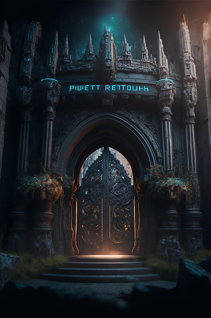 Castle door in fantasy world