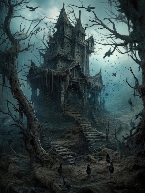 castle epic dark fantasy illustration scary magic the gathering creepy wow atmospheric landscape