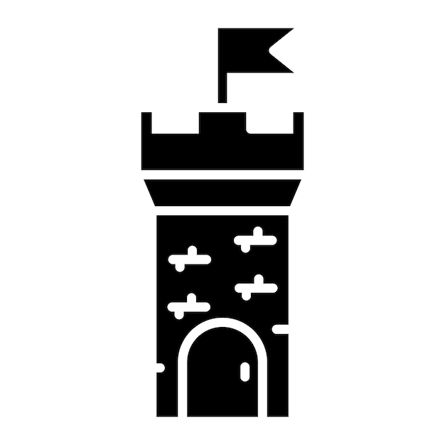 Castle Flag Glyph Solid Black Illustration