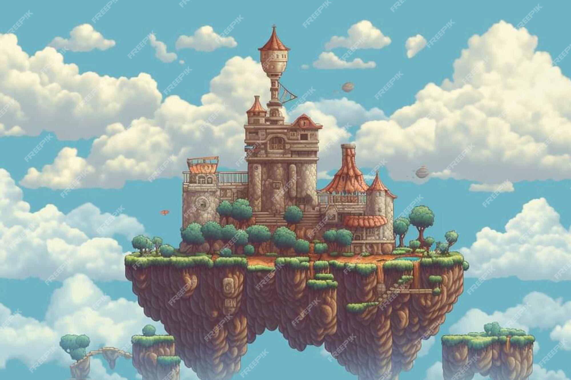 Castle In The Sky, My 1st Pixel Piece! : r/PixelArt