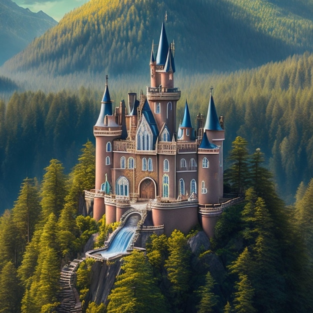 Photo a castle in the forest