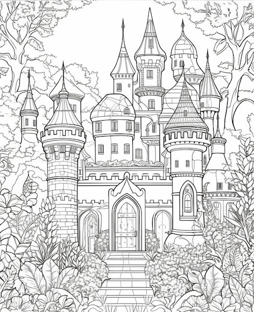 A castle in the forest.