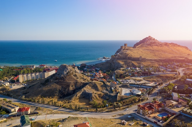 Castle hill in de stad sudak crimea