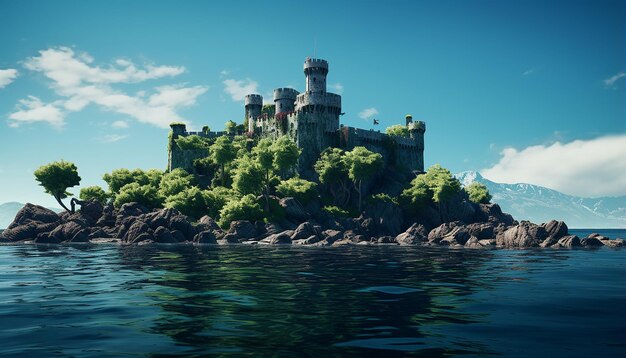 Photo castle on island in ocean